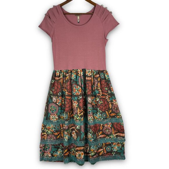Matilda Jane Dresses & Skirts - Matilda Jane Mauve Top with Teal & Brown Floral Midi Skirt